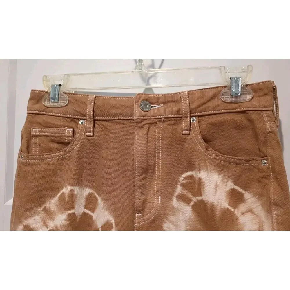 PACSUN Eco Tan Tie Dye Mom Jeans Ankle Rough Hem SZ 25